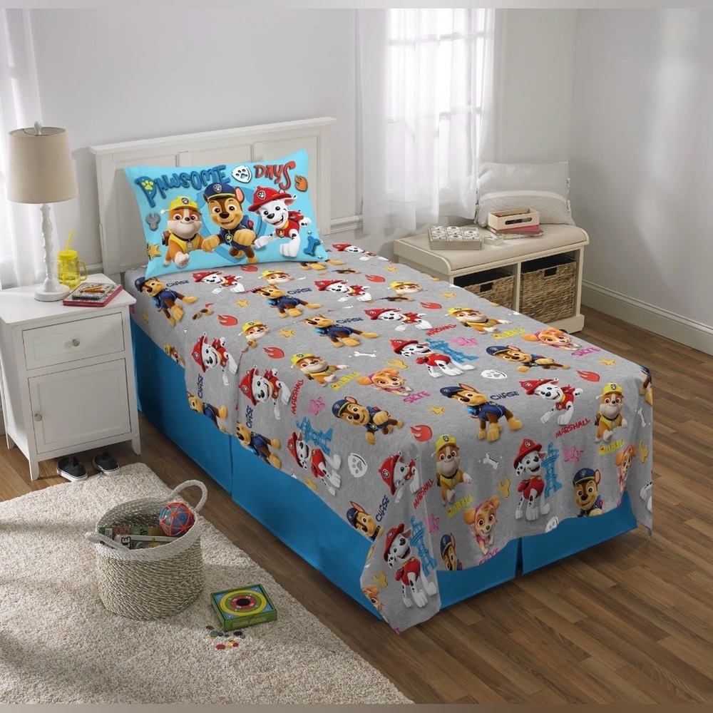 PAW Patrol Kids 3 Piece Gray Sheet Set, Twin